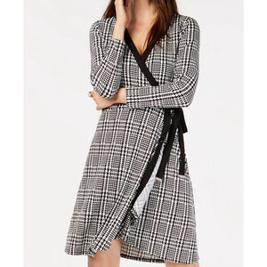 Women's Tommy Hilfiger Houndstooth Wrap Dress Size 6 Black White